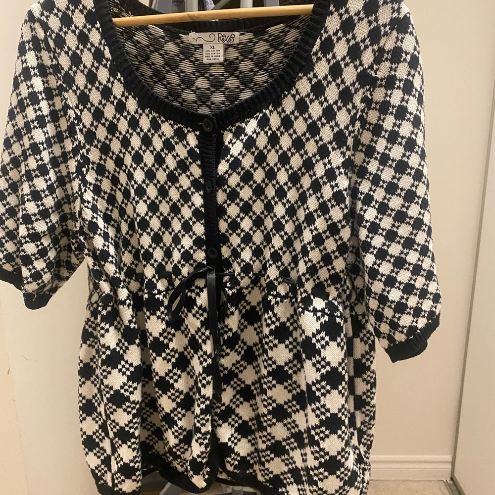 Black and White Checkered Cardigan